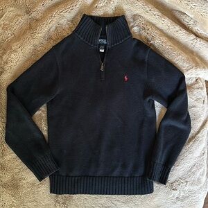 Boys POLO RL black 1/4 zip sweater L